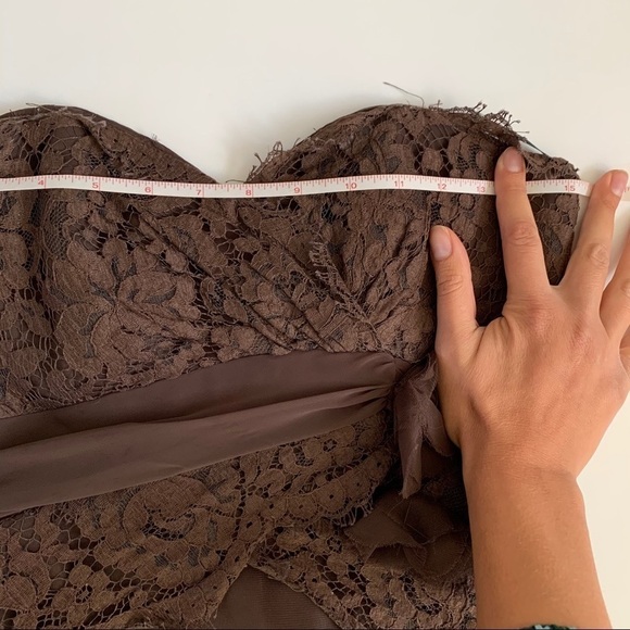 Elegant Strapless Brown Lace Dress - Picture 8 of 14